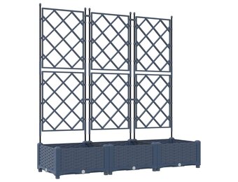 vidaXL Tuindruppel met Trellis 3 pcs Grijs 120 x 40 x 125,5 cm PP