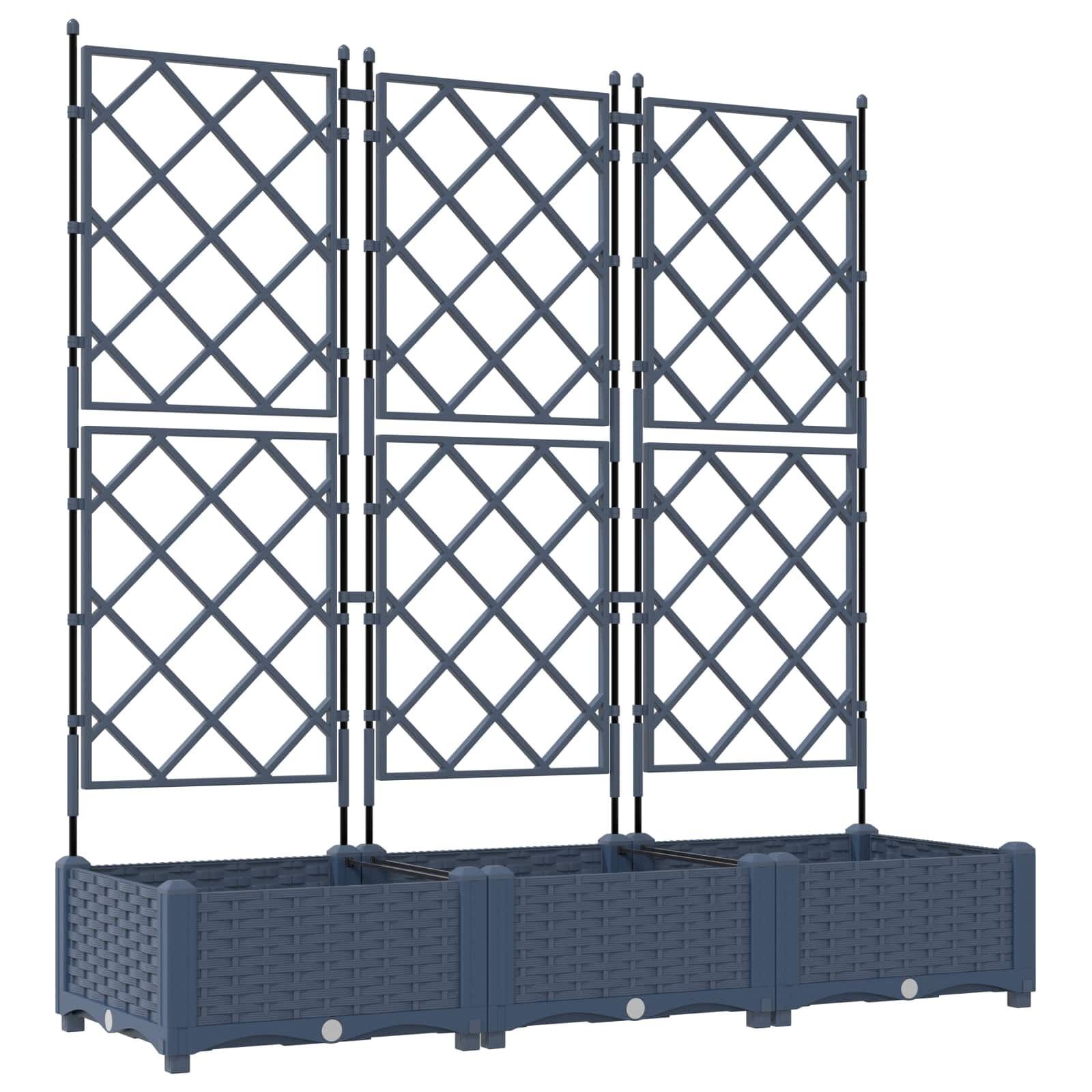 vidaXL Tuindruppel met Trellis 3 pcs Grijs 120 x 40 x 125,5 cm PP