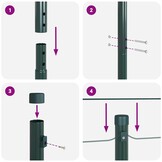 vidaXL Hekpalen 13 pcs Groen Ø32mm 210 cm Gegalvaniseerd staal