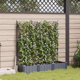 vidaXL Tuindruppel met Trellis 3 pcs Grijs 120 x 40 x 125,5 cm PP
