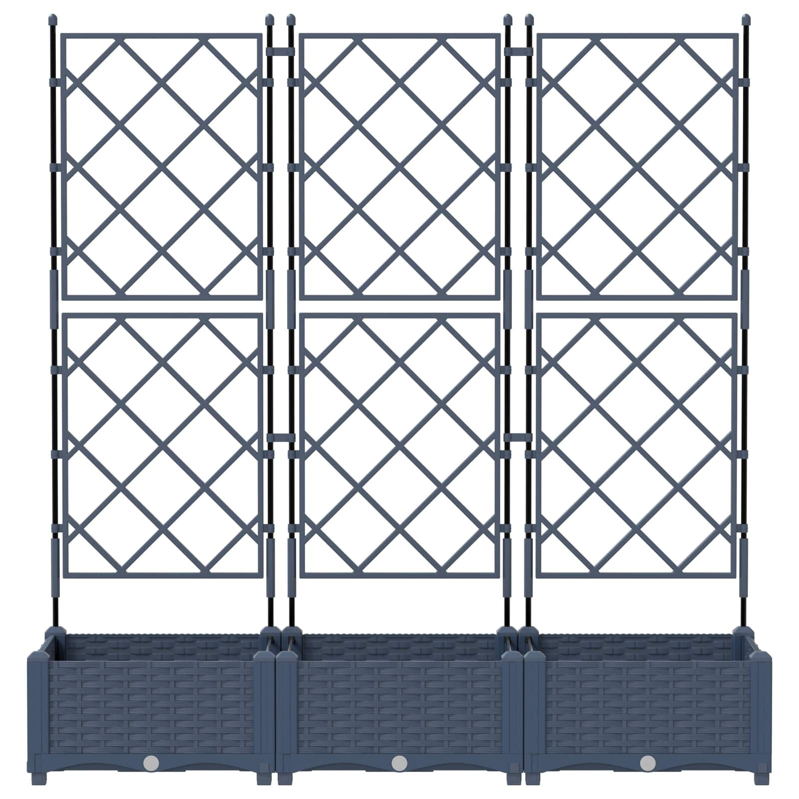 vidaXL Tuindruppel met Trellis 3 pcs Grijs 120 x 40 x 125,5 cm PP