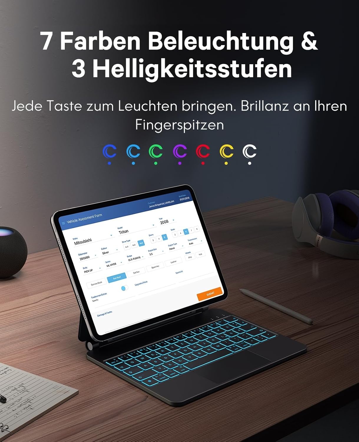 Earto Pro 11 2024 Magic Keyboard Hoes met Touchpad en Verlichting