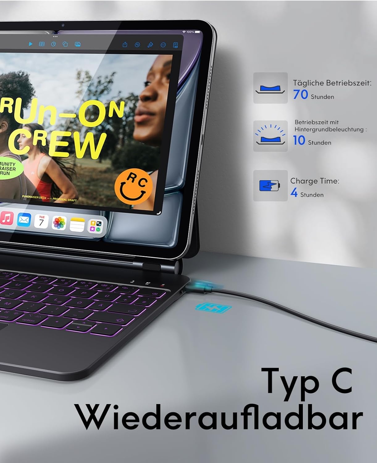 Earto Pro 11 2024 Magic Keyboard Hoes met Touchpad en Verlichting