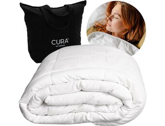 CURA Pearl Classic 135x200 11kg Premium Katoenen Verzwaringsdeken – Weighted blanket en dekbed - Slapeloosheid Stress Angst Verlichting, Wit