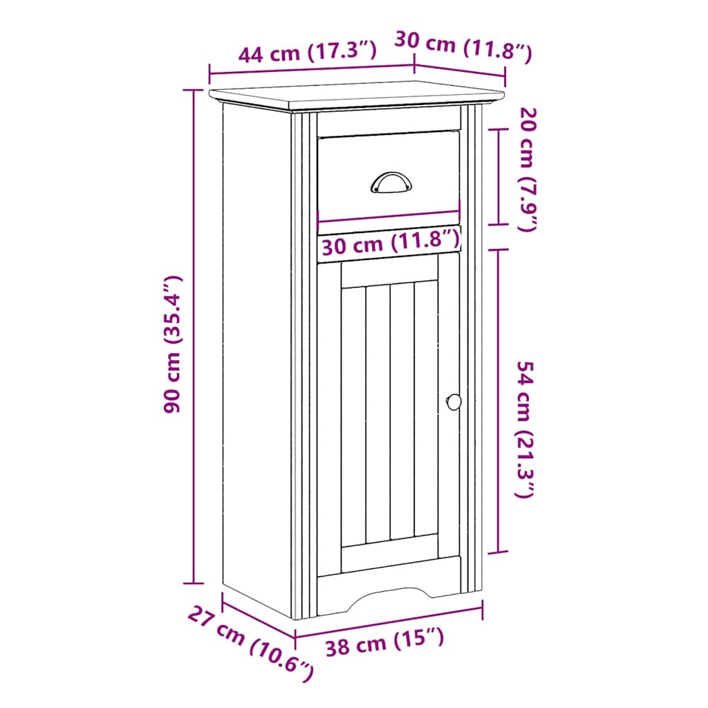vidaXL Badkamerkast BODO 44x30x90 cm wit en bruin