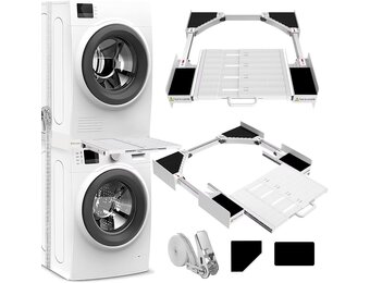 NIUXX Universele Stapelkit Wasmachine en Droger 53-68 cm met Uitschuifbare Plank