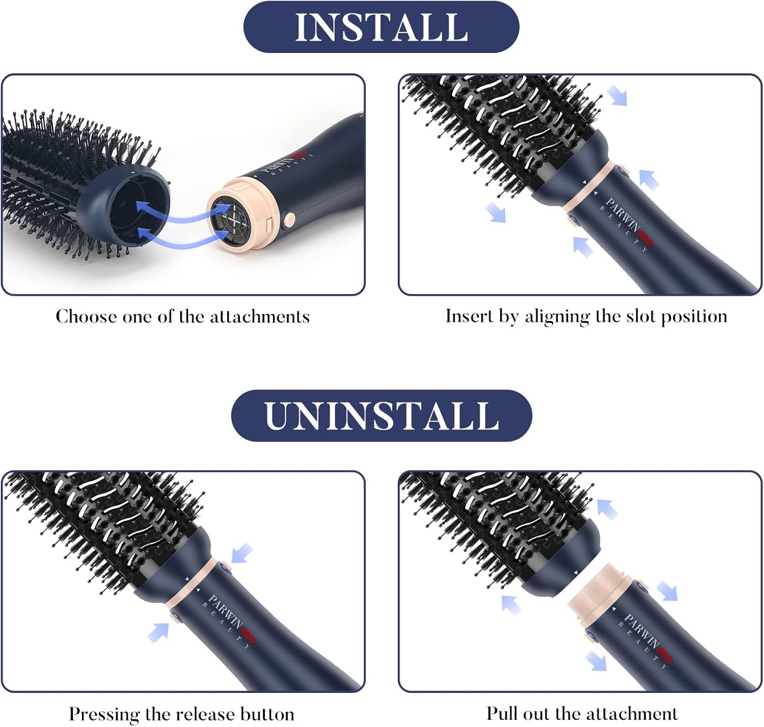 4-in-1 Haardroger Borstelset met Ionic Care, Blauw