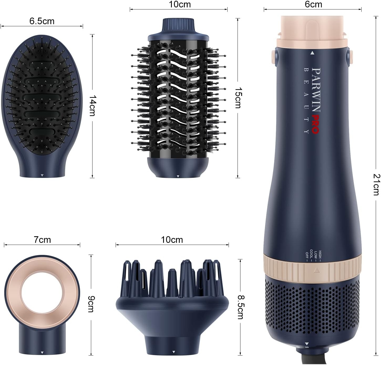 4-in-1 Haardroger Borstelset met Ionic Care, Blauw