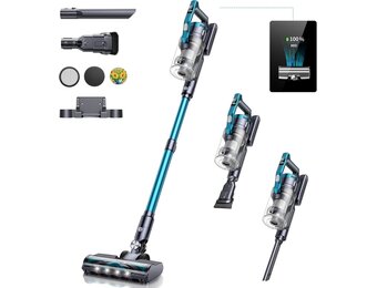 Draadloze stofzuiger, zakloos, multifunctioneel, 450 W/38 kPa, PowerClean-3 snelheden, bestuurd door touchscreen en mechanische knoppen, krachtige draadloze stofzuiger, 1,5 l, vrijstaand, stil