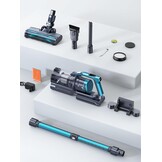 Draadloze stofzuiger, zakloos, multifunctioneel, 450 W/38 kPa, PowerClean-3 snelheden, bestuurd door touchscreen en mechanische knoppen, krachtige draadloze stofzuiger, 1,5 l, vrijstaand, stil