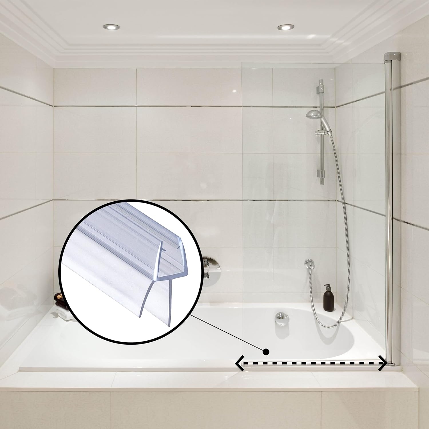 2x Doucheafdichting 80cm voor Glas 4-6mm - 67% Korting