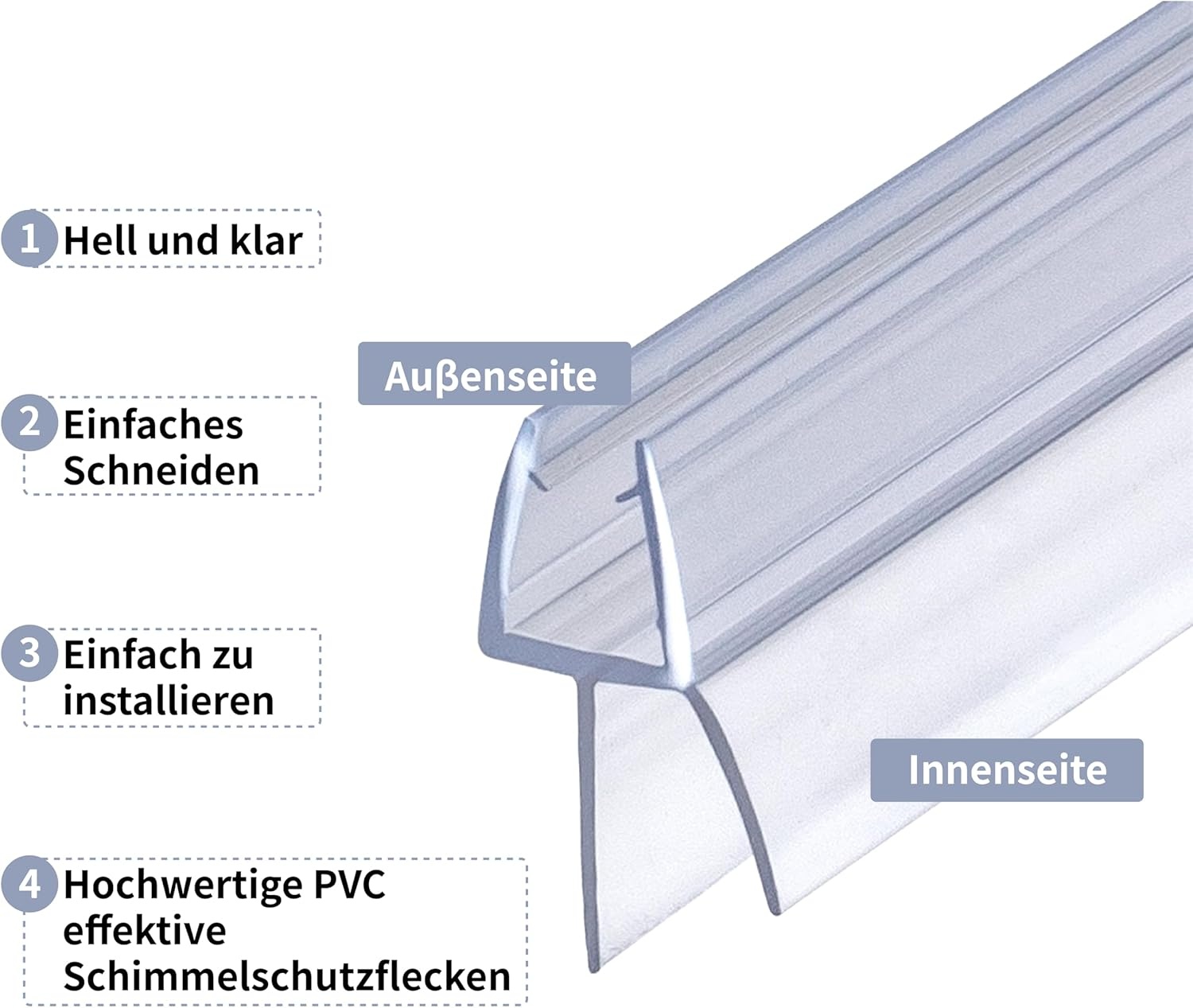 2x Doucheafdichting 80cm voor Glas 4-6mm - 67% Korting