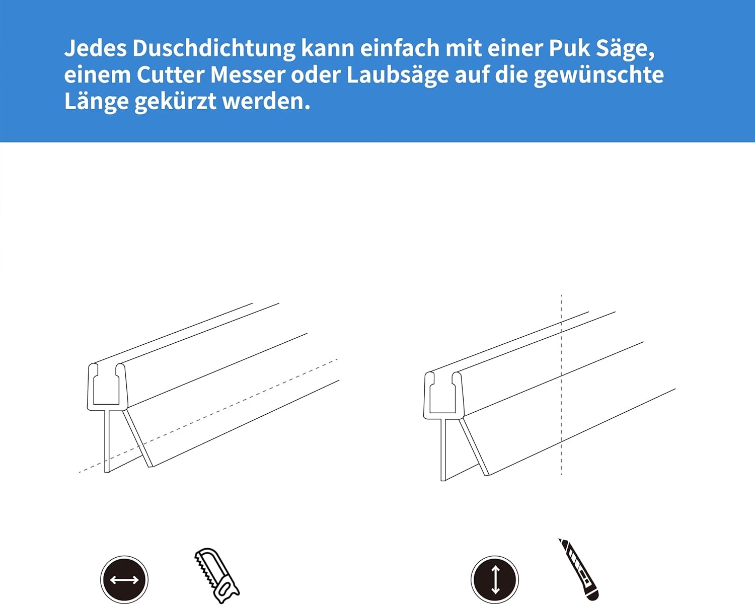 2x Doucheafdichting 80cm voor Glas 4-6mm - 67% Korting