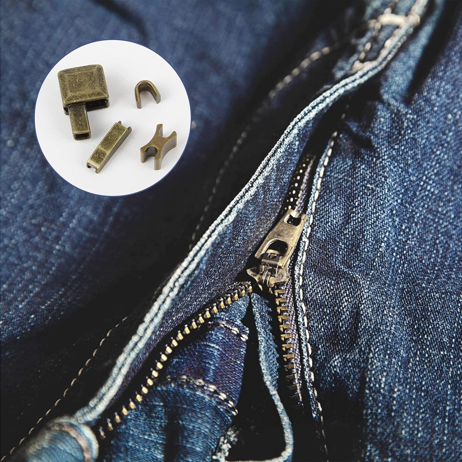 60 stuks Zip Reparatieset, invoegpin bodem, stop, metalen kop schuifregelaars houder met 1 stuk rits installeren tang gereedschap voor naaien kleding ambachten (zilver, zwart, brons)