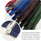 60 stuks Zip Reparatieset, invoegpin bodem, stop, metalen kop schuifregelaars houder met 1 stuk rits installeren tang gereedschap voor naaien kleding ambachten (zilver, zwart, brons)