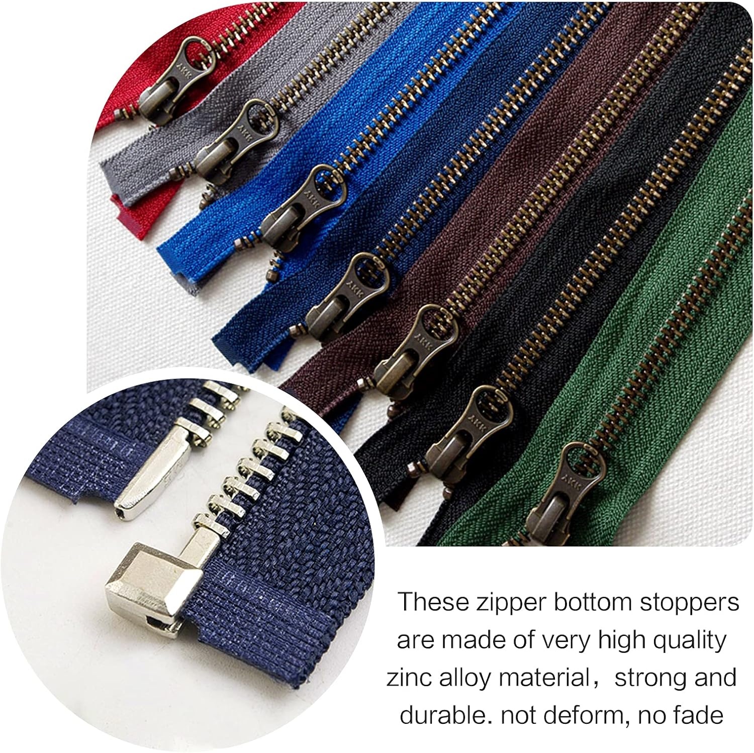 60 stuks Zip Reparatieset, invoegpin bodem, stop, metalen kop schuifregelaars houder met 1 stuk rits installeren tang gereedschap voor naaien kleding ambachten (zilver, zwart, brons)