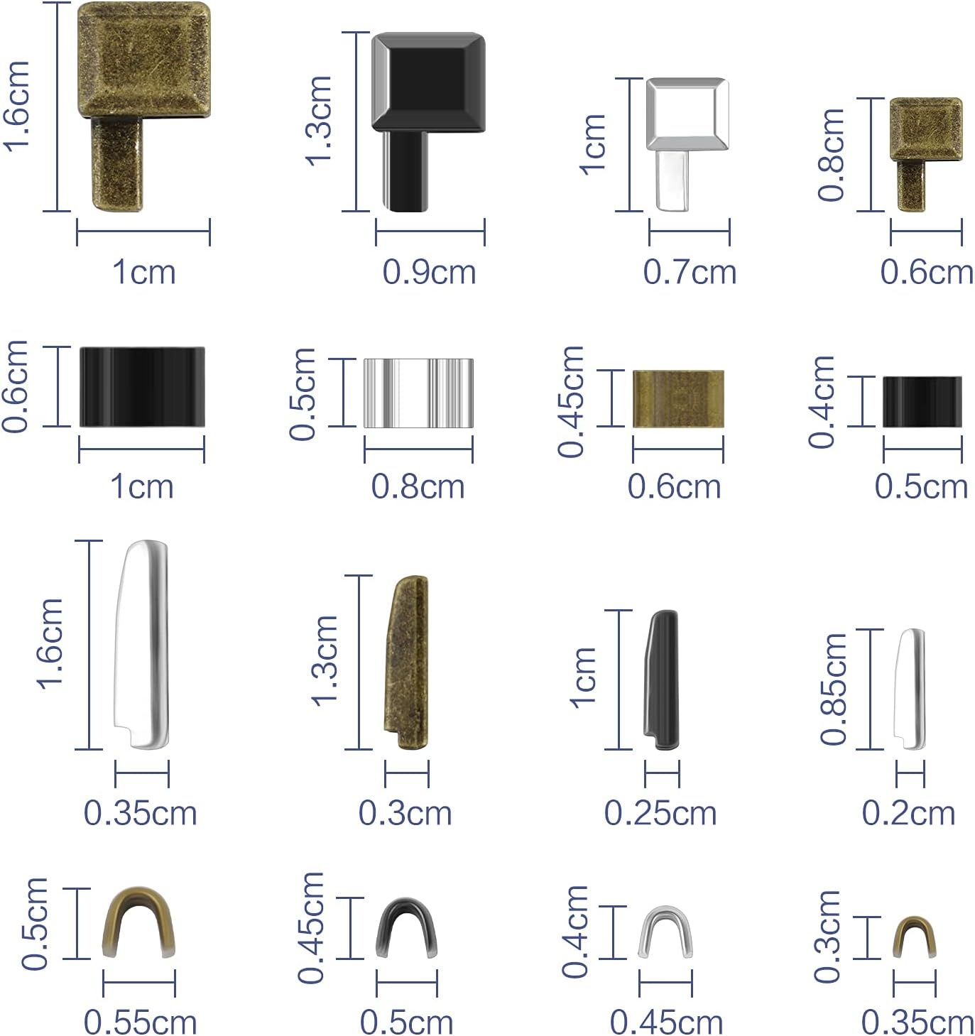 60 stuks Zip Reparatieset, invoegpin bodem, stop, metalen kop schuifregelaars houder met 1 stuk rits installeren tang gereedschap voor naaien kleding ambachten (zilver, zwart, brons)