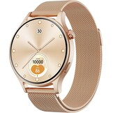 Smartwatch dames en heren met AMOLED display en telefoonfunctie - Goud