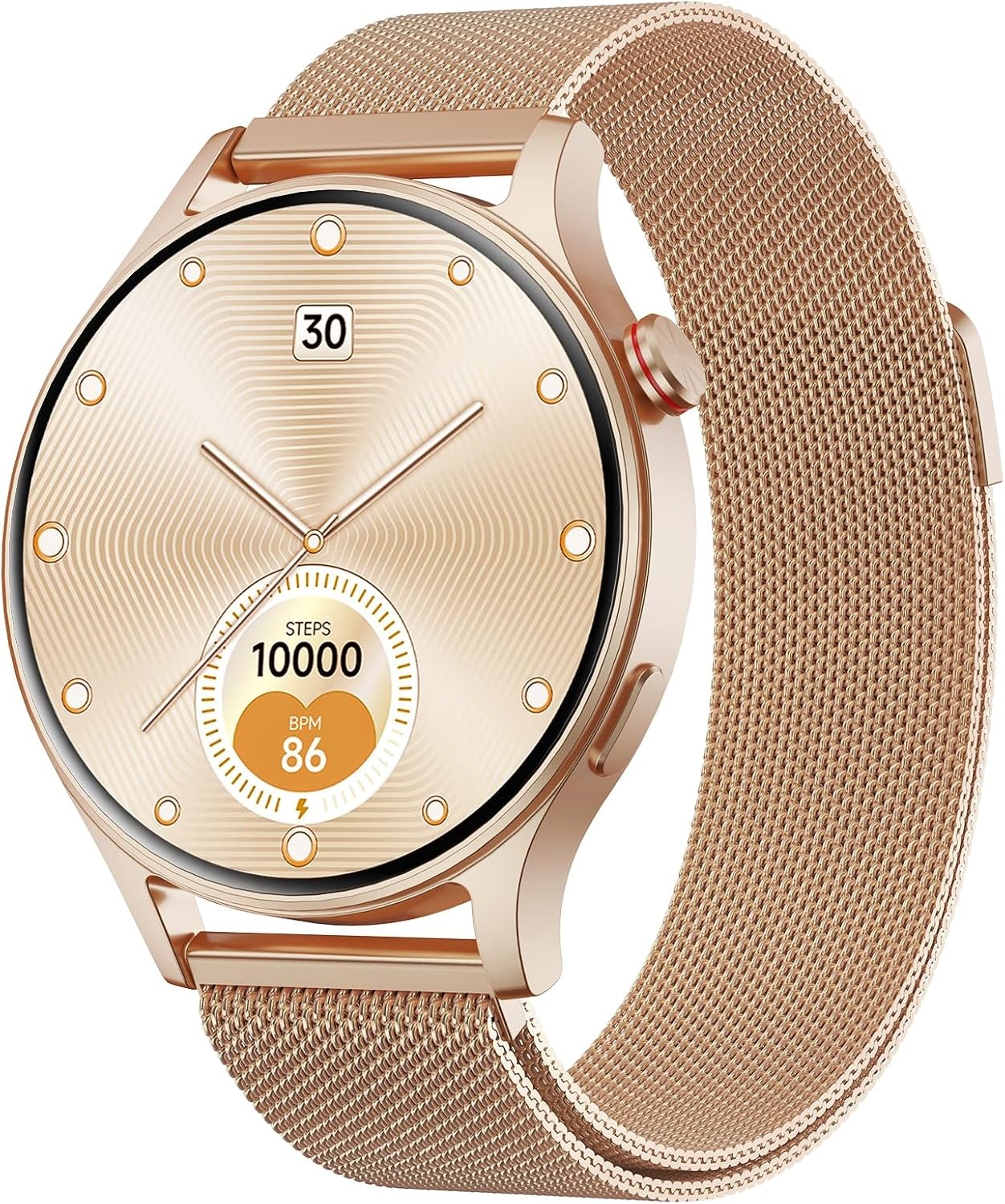Smartwatch dames en heren met AMOLED display en telefoonfunctie - Goud