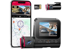 Dashcam Auto 4K + 1080p Voor/Achter met GPS - 53% Korting