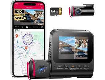 V630 Dashcam, 4K + 1080p + 1080p, 2,4 inch IPS, verborgen dashcam, auto, GPS autocamera, 24 uur buffer parkeermodus, autocamera, ultra nachtzicht, mini-dashcam, 170° groothoek, autocamera