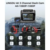 V630 Dashcam, 4K + 1080p + 1080p, 2,4 inch IPS, verborgen dashcam, auto, GPS autocamera, 24 uur buffer parkeermodus, autocamera, ultra nachtzicht, mini-dashcam, 170° groothoek, autocamera