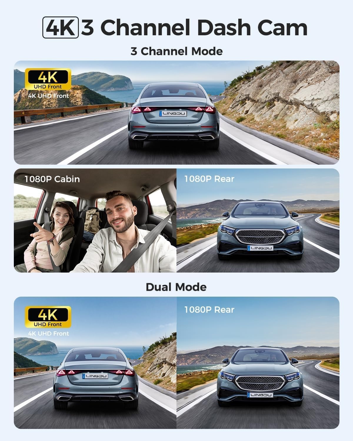 V630 Dashcam, 4K + 1080p + 1080p, 2,4 inch IPS, verborgen dashcam, auto, GPS autocamera, 24 uur buffer parkeermodus, autocamera, ultra nachtzicht, mini-dashcam, 170° groothoek, autocamera