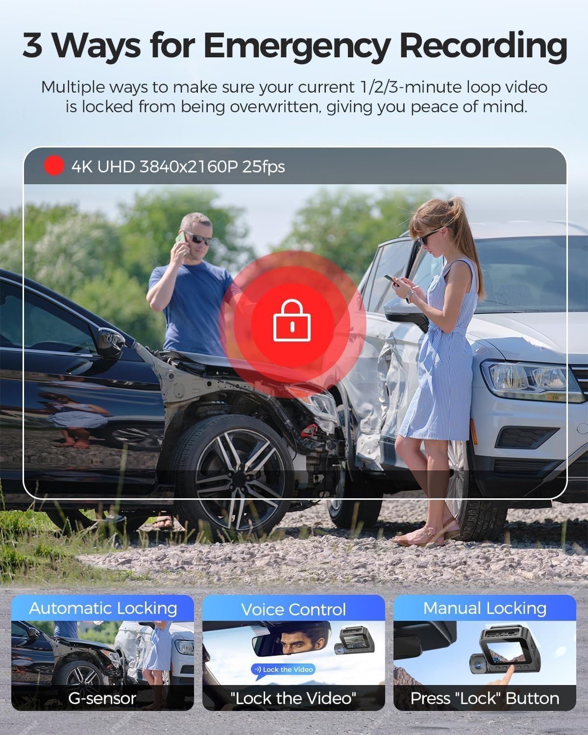 V630 Dashcam, 4K + 1080p + 1080p, 2,4 inch IPS, verborgen dashcam, auto, GPS autocamera, 24 uur buffer parkeermodus, autocamera, ultra nachtzicht, mini-dashcam, 170° groothoek, autocamera