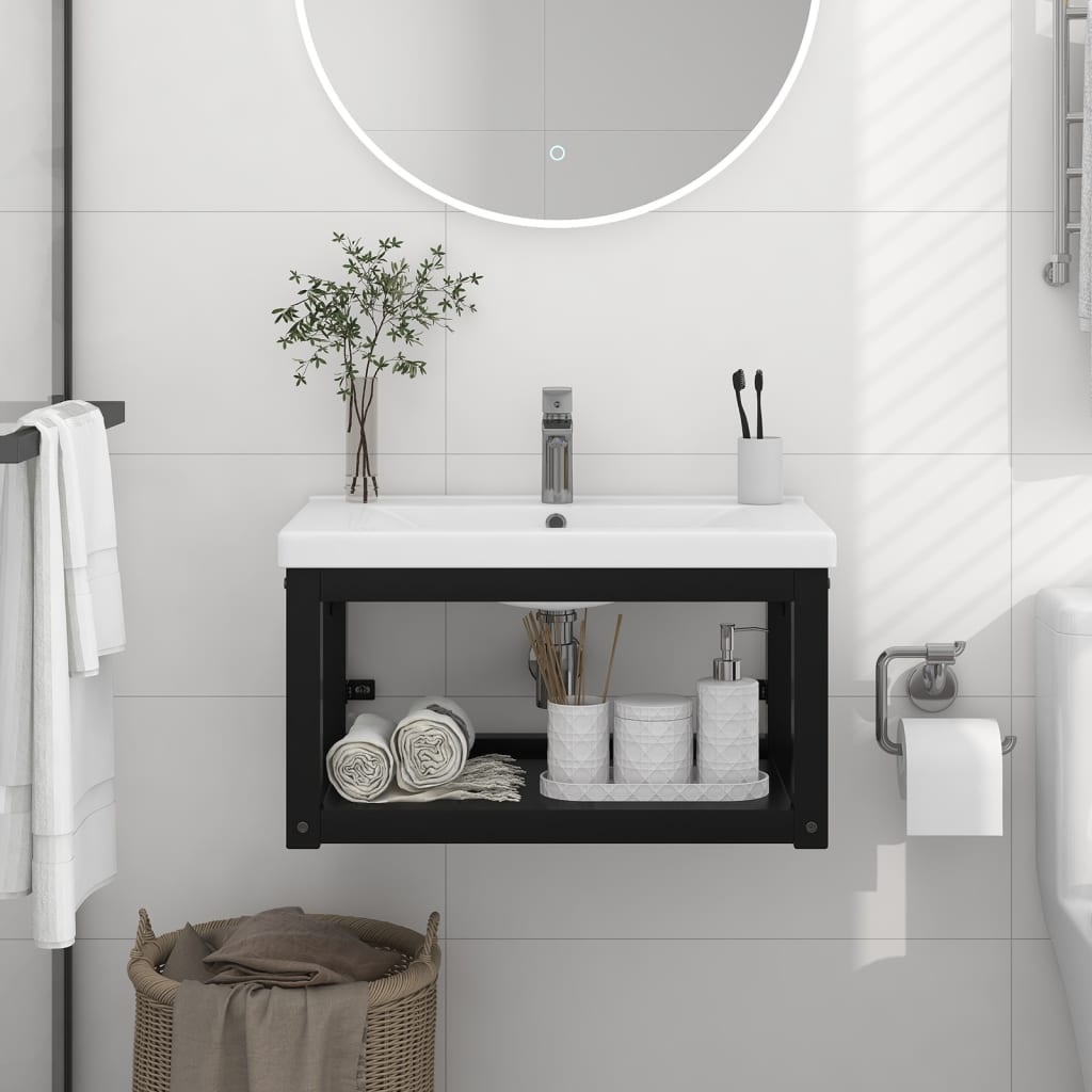 Wastafelframe Wandmontage Zwart 59x38x31 cm - 77% Korting
