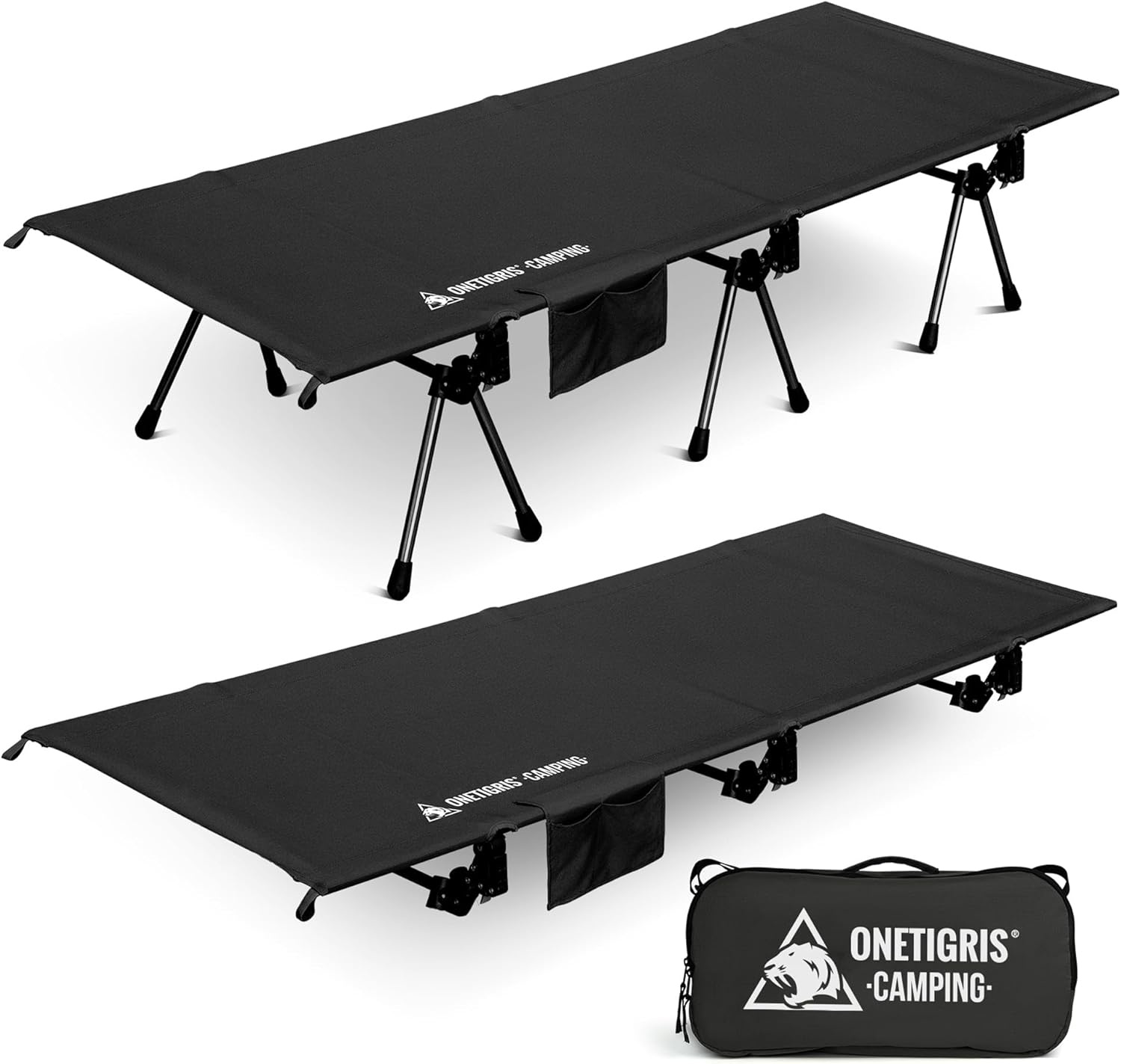 OneTigris SUPRANUBIS Veldbed, inklapbaar, 190 x 70 cm, draagbaar campingbed, opvouwbaar, licht, opklapbed, camping, tot 150 kg, voor tent, outdoor, reizen, tuin, kantoor