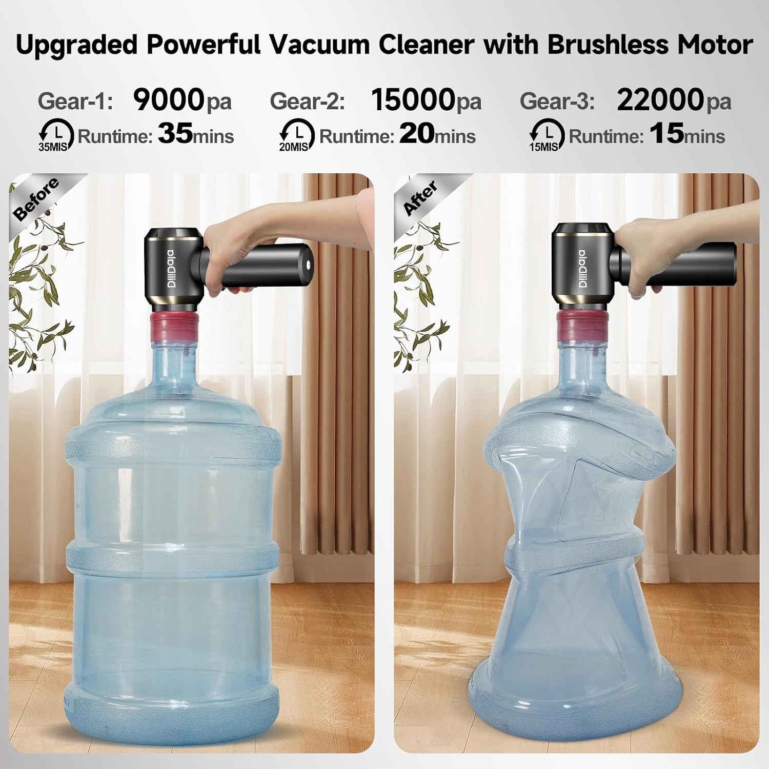 Handstofzuiger met accu, 25000 PA autostofzuiger, accu, handstofzuiger, draadloos, 3 versnellingen, 220.000 omw/min, elektrische stofventilator, perslucht voor auto, keuken, bank, kantoor
