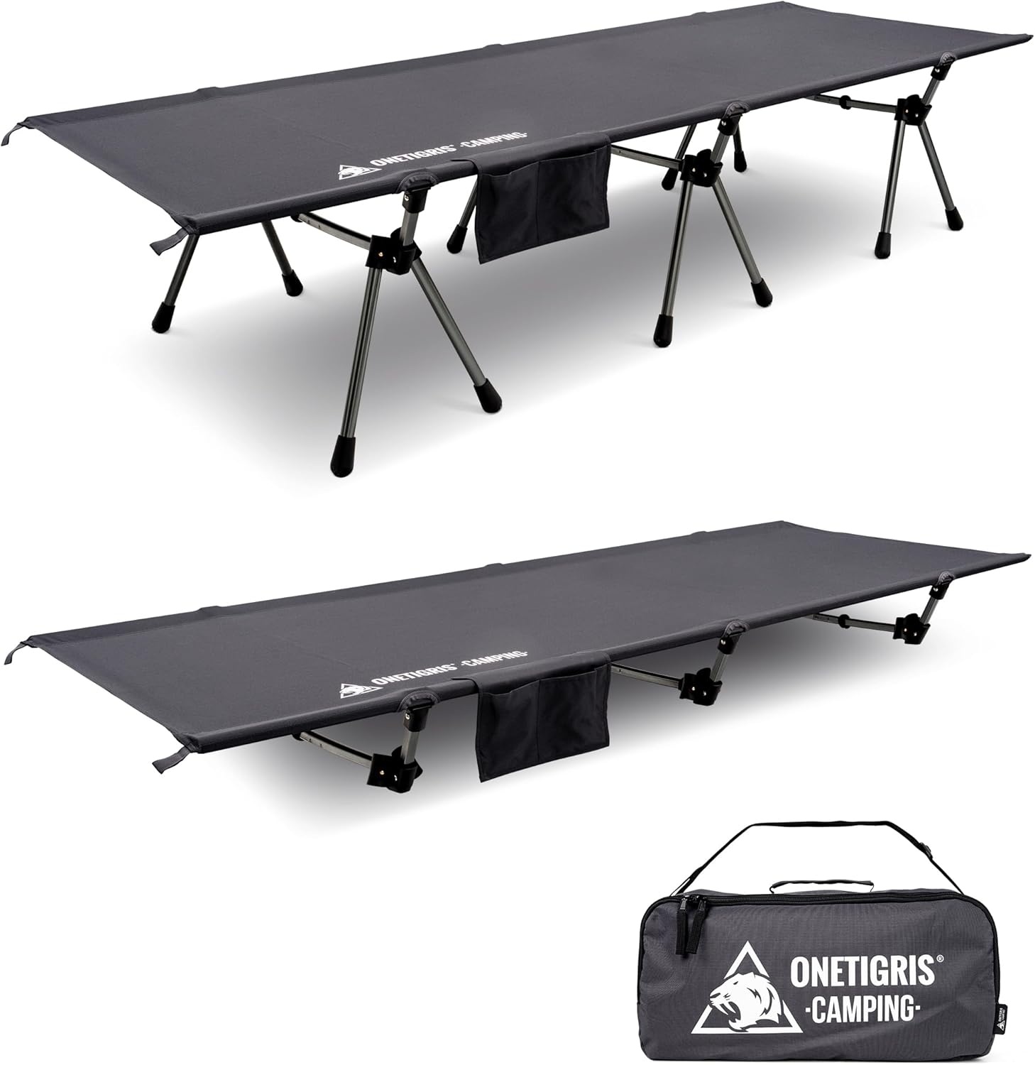 OneTigris SUPRANUBIS Veldbed, inklapbaar, 190 x 70 cm, draagbaar campingbed, opvouwbaar, licht, opklapbed, camping, tot 150 kg, voor tent, outdoor, reizen, tuin, kantoor