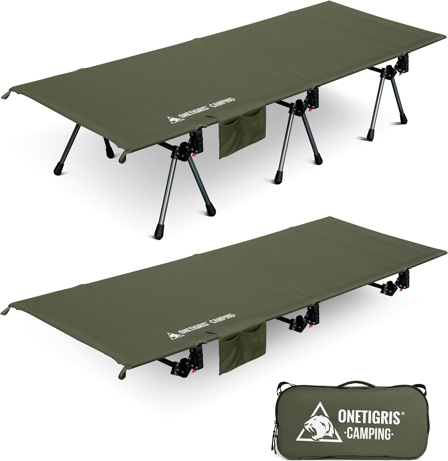 OneTigris SUPRANUBIS Veldbed, inklapbaar, 190 x 70 cm, draagbaar campingbed, opvouwbaar, licht, opklapbed, camping, tot 150 kg, voor tent, outdoor, reizen, tuin, kantoor