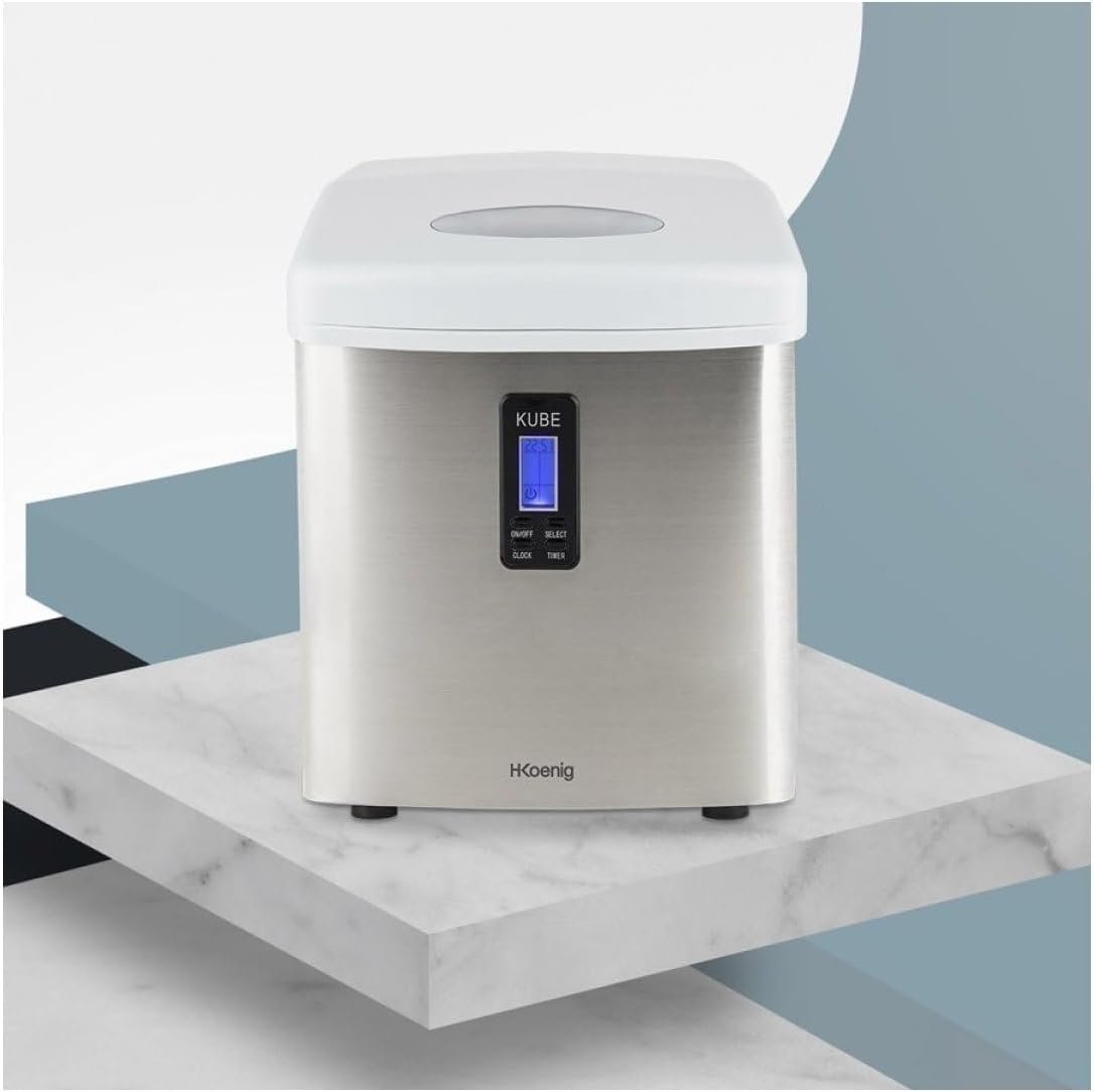 H.Koenig IJsmachine KB15 Zilver - 15 kg/dag, 3 ijsblokjesformaten, 3.3L