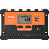DEWIN PWM Solar Controller,PWM Zonne Laadcontroller Zonnepaneel Batterij Regulator PWM Zonne-laadregelaar Dubbele USB LCD Display (30A)