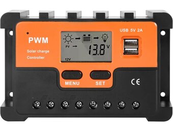 DEWIN PWM Solar Controller,PWM Zonne Laadcontroller Zonnepaneel Batterij Regulator PWM Zonne-laadregelaar Dubbele USB LCD Display (30A)