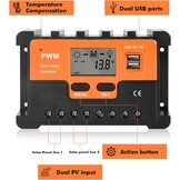 DEWIN PWM Solar Controller,PWM Zonne Laadcontroller Zonnepaneel Batterij Regulator PWM Zonne-laadregelaar Dubbele USB LCD Display (30A)