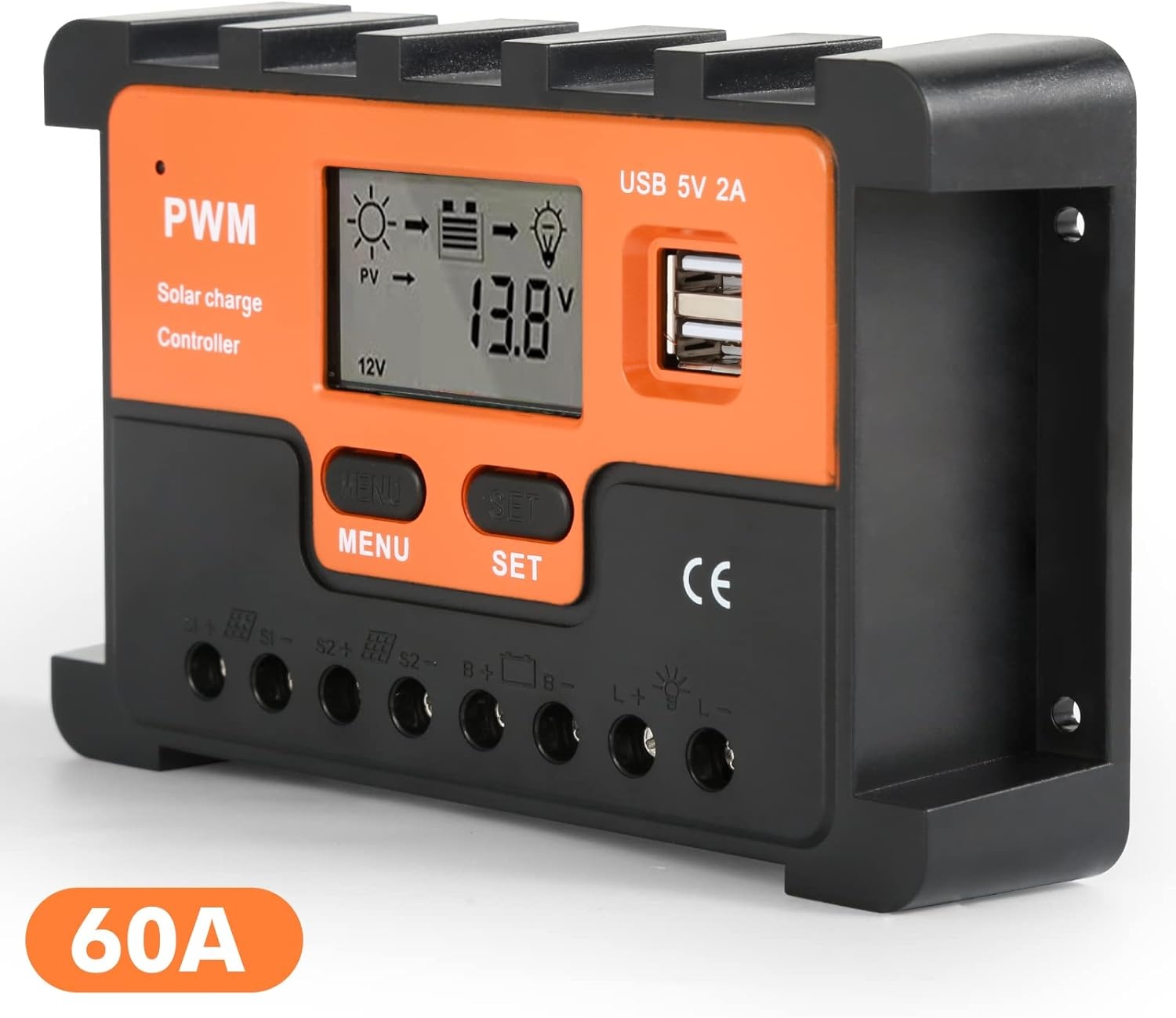 DEWIN PWM Solar Controller,PWM Zonne Laadcontroller Zonnepaneel Batterij Regulator PWM Zonne-laadregelaar Dubbele USB LCD Display (30A)