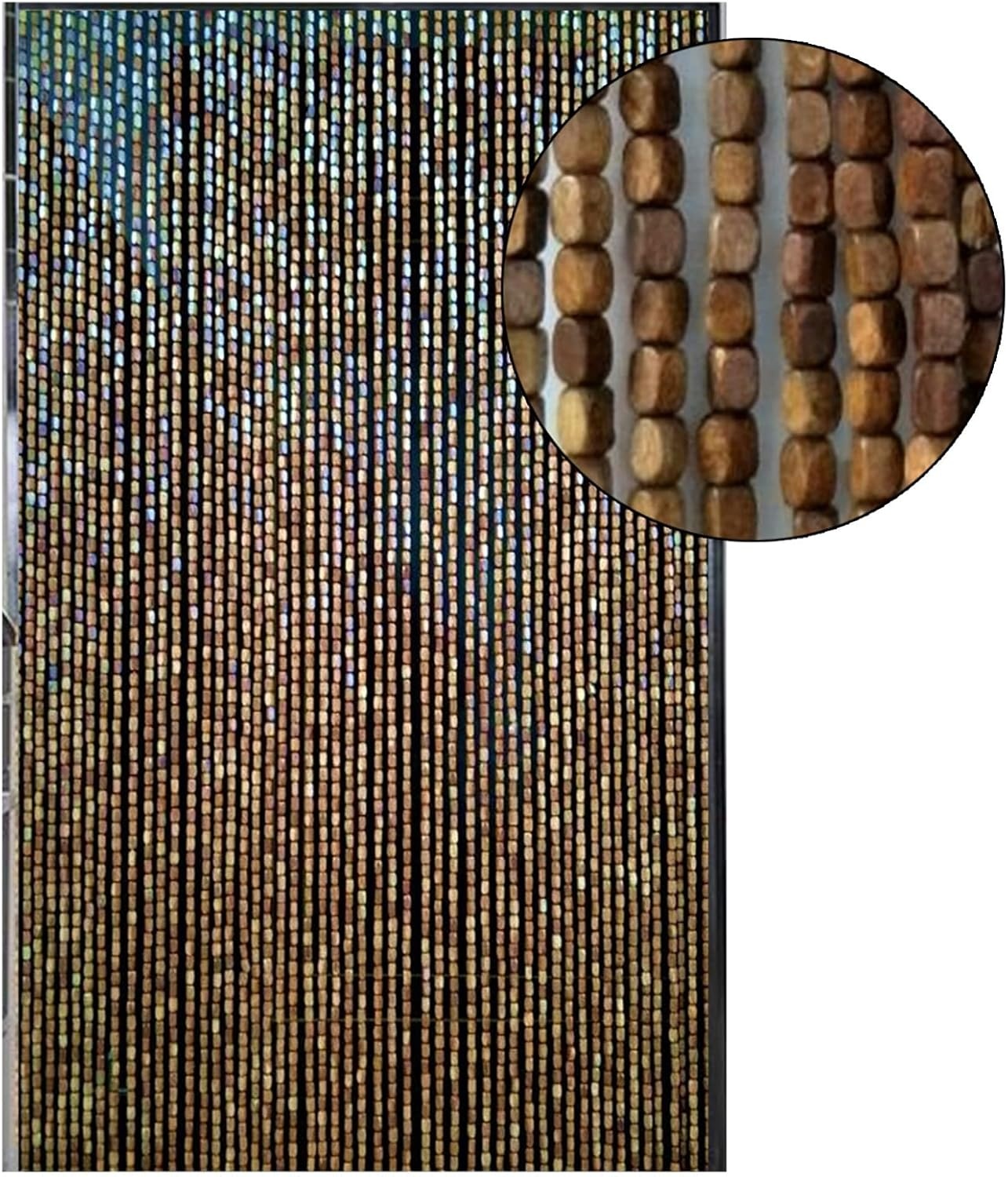 Hout kralen gordijn, opknoping retro stijl string kraal gordijn voor deuropeningen, strengen kralen deur gordijnen voor kamer verdelers huis ingang scherm decoratie (maat: 200 x 90 cm)