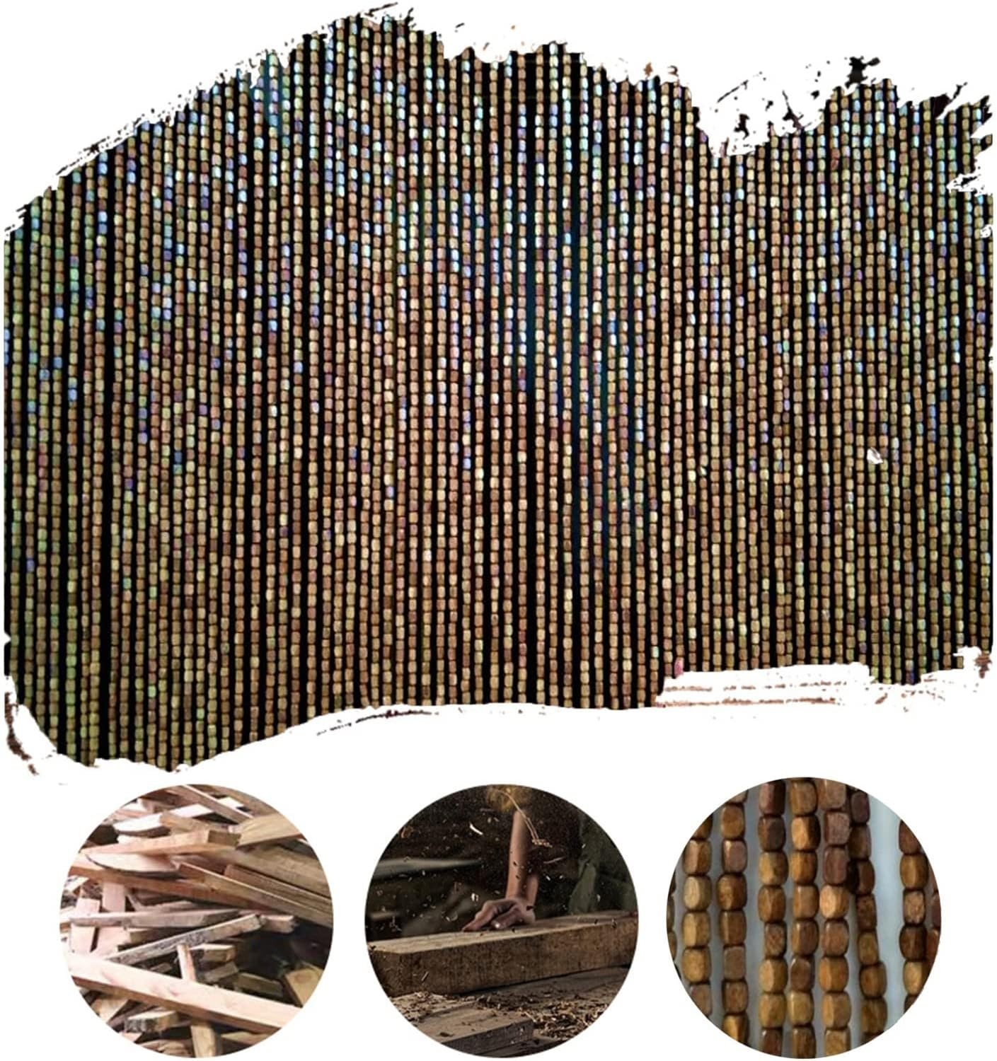 Hout kralen gordijn, opknoping retro stijl string kraal gordijn voor deuropeningen, strengen kralen deur gordijnen voor kamer verdelers huis ingang scherm decoratie (maat: 200 x 90 cm)