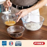 Pyrex - Set van 5 kommen/slakommen met deksel - 2x0,5L + 2x1L + 1x2L - Borosilicaat glas - Extreem sterk - Vaatwasmachinebestendig - Made in France