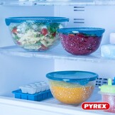 Pyrex - Set van 5 kommen/slakommen met deksel - 2x0,5L + 2x1L + 1x2L - Borosilicaat glas - Extreem sterk - Vaatwasmachinebestendig - Made in France