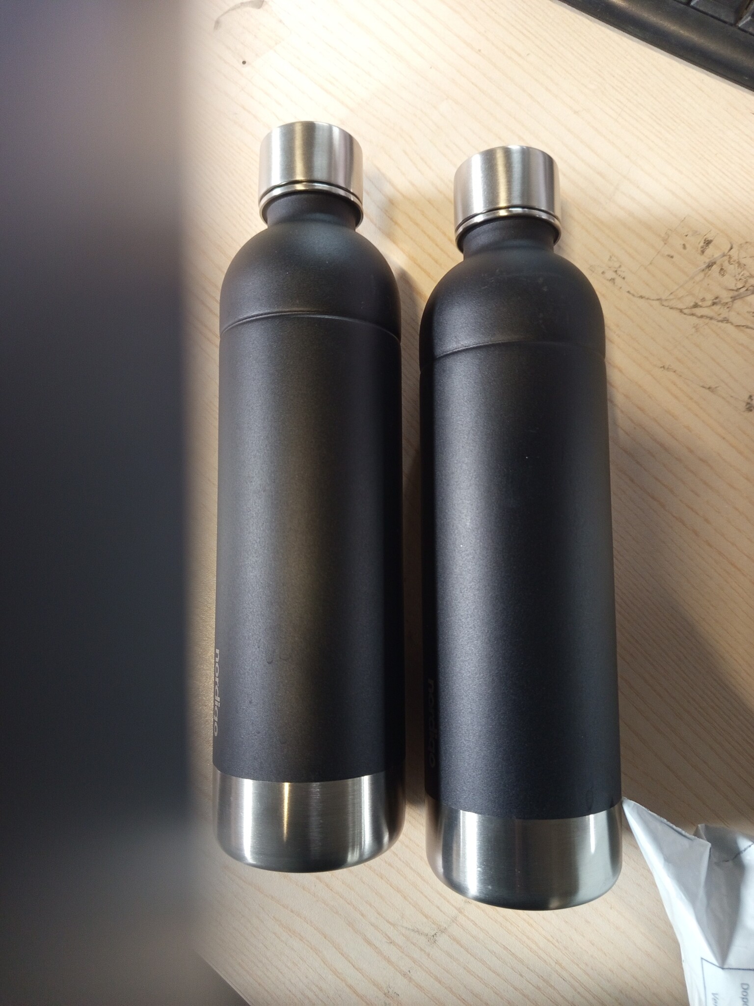 Nordiqo Roestvrijstalen Waterfles 1L - Zwart (2-Pack) | Compatibel met Aarke Carbonator 3 & SodaStream