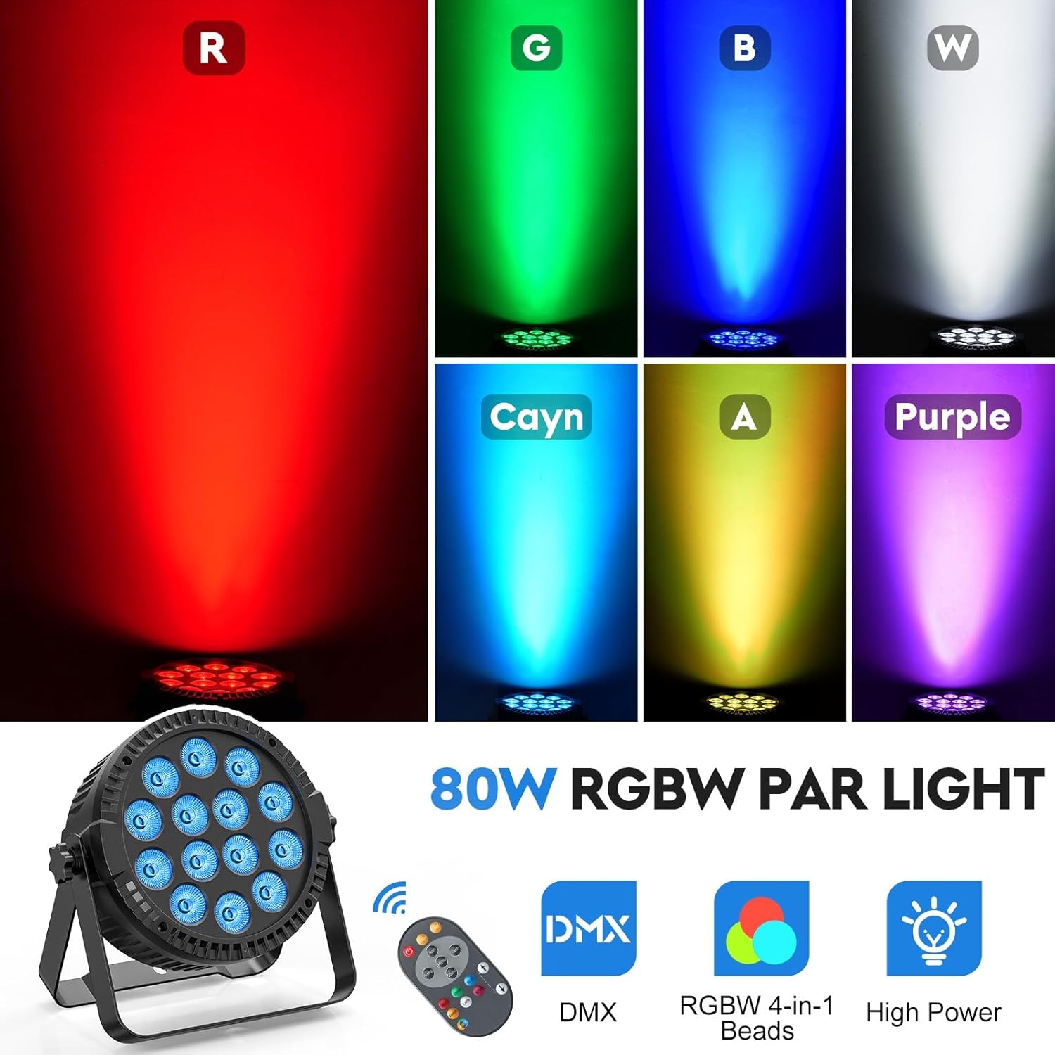 HOLDLAMP Lampen LED Podium Verlichting Podiumlicht 14 x 6W RGBW met Afstandsbediening DMX 512 met Beugel Regenboog Effect Licht voor Bar DJ Disco Verjaarda Gsfeestje Halloween Kerst Zwart - 4PCS