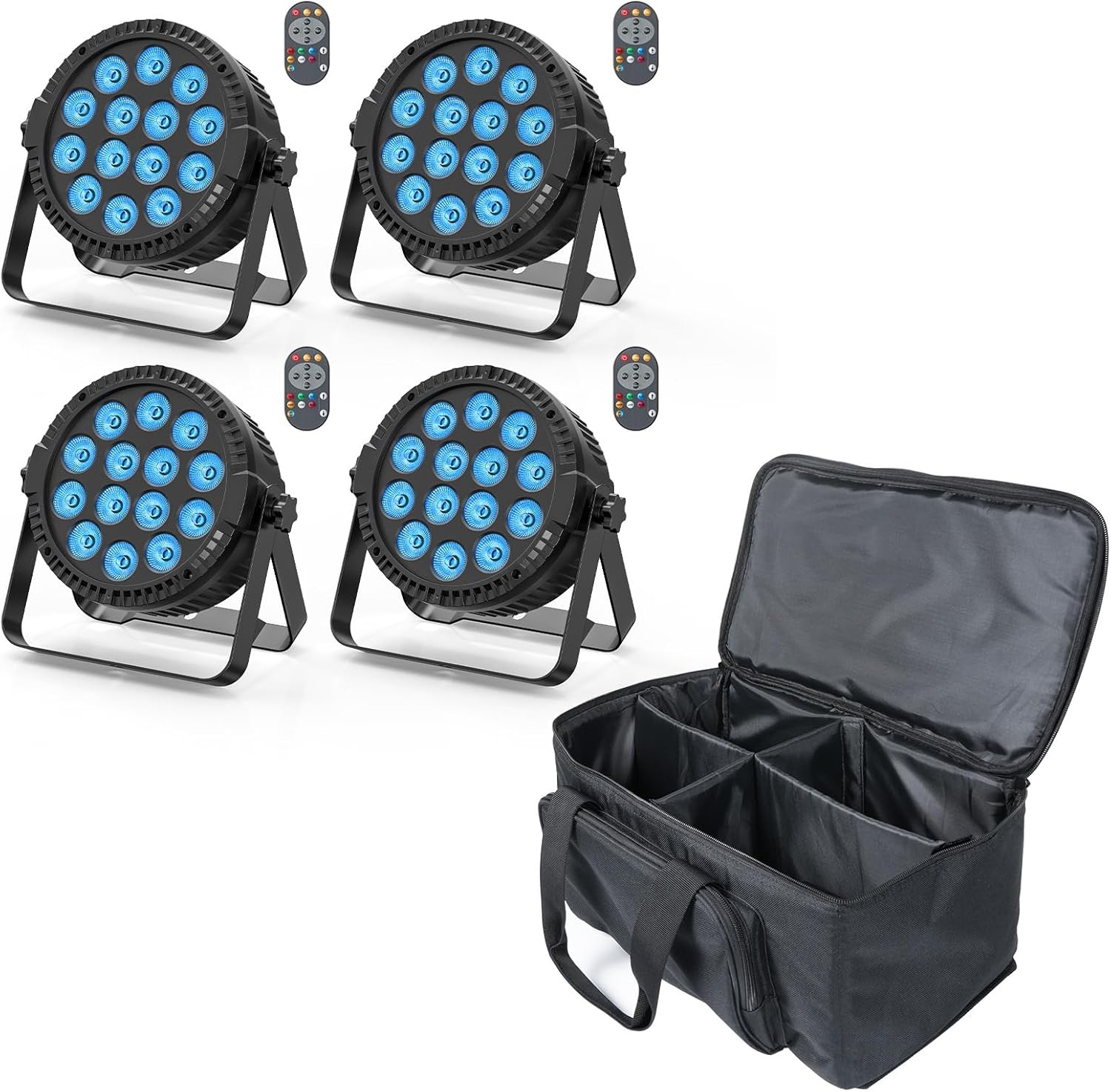 HOLDLAMP Lampen LED Podium Verlichting Podiumlicht 14 x 6W RGBW met Afstandsbediening DMX 512 met Beugel Regenboog Effect Licht voor Bar DJ Disco Verjaarda Gsfeestje Halloween Kerst Zwart - 4PCS