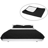 Dubbelzijdige Bedsprei 170x210 cm Quilt Zwart/Wit - 54% Korting!