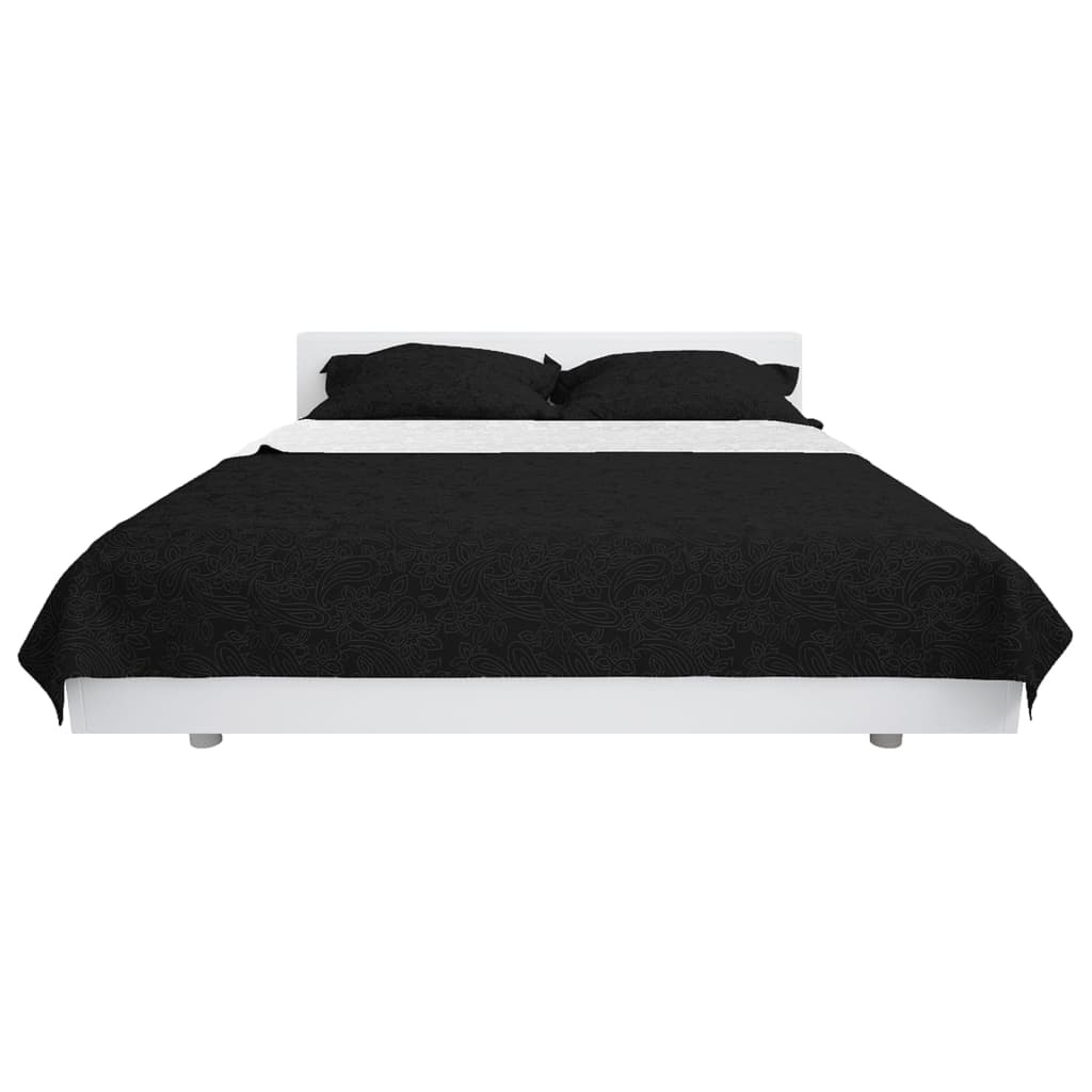 Dubbelzijdige Bedsprei 170x210 cm Quilt Zwart/Wit - 54% Korting!