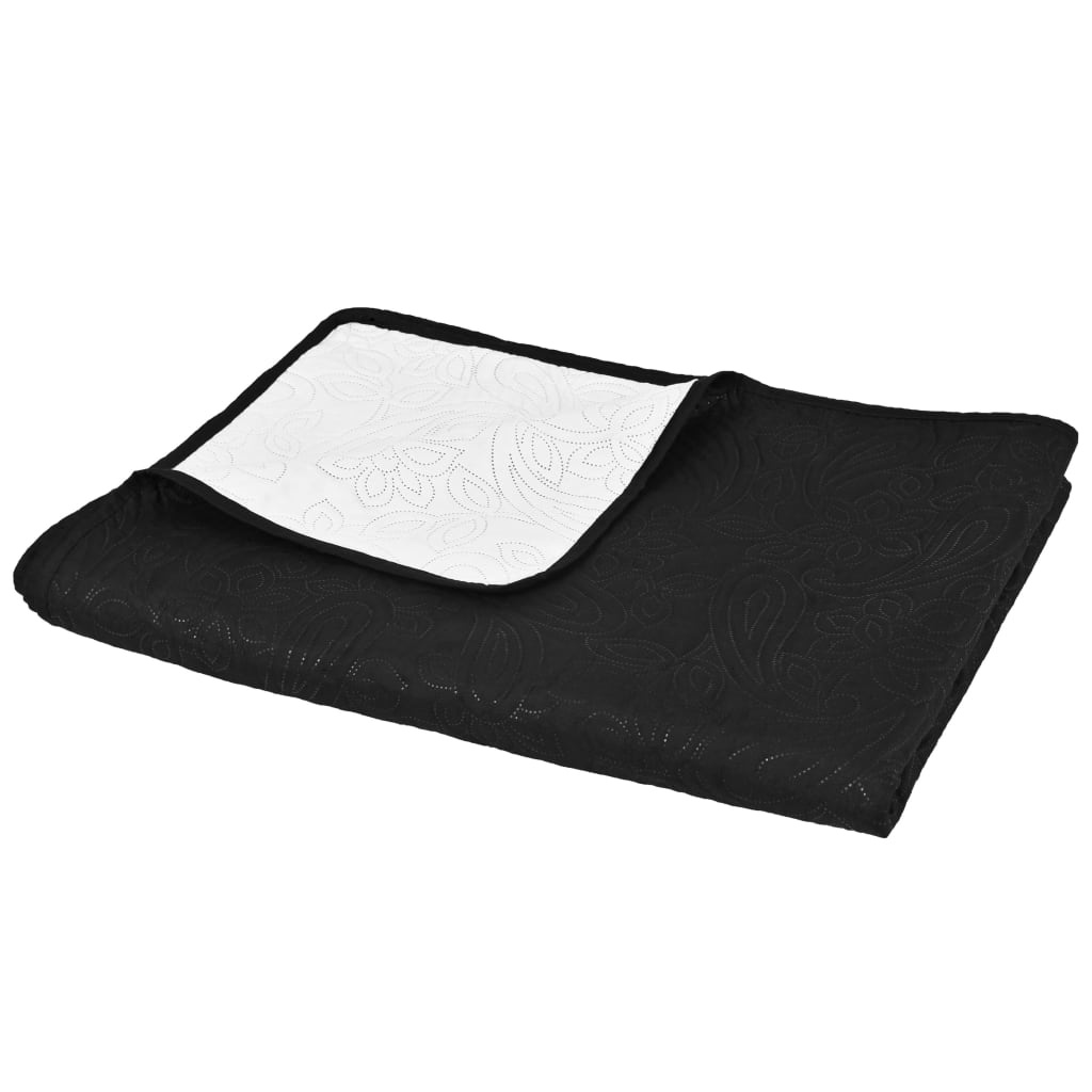 Dubbelzijdige Bedsprei 170x210 cm Quilt Zwart/Wit - 54% Korting!