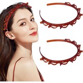 2 Rode Haarbanden met Clips: Flexibele Styling voor Dames & Meisjes (73% Korting)