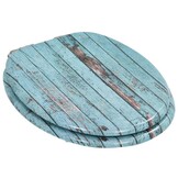 vidaXL Toiletbril met soft-close deksel oud hout MDF